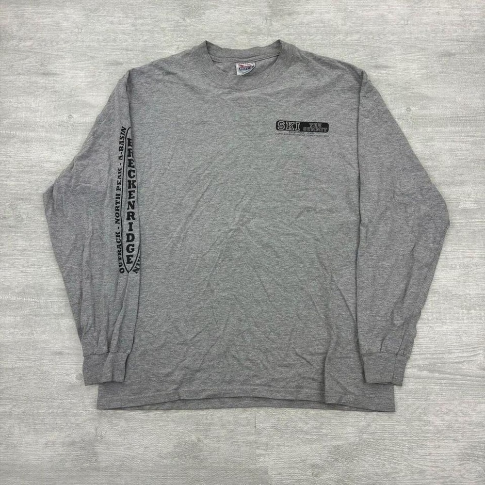 Vintage Breckenridge Colorado Shirt Adult Large Gray Long Sleeve Ski Snowboard